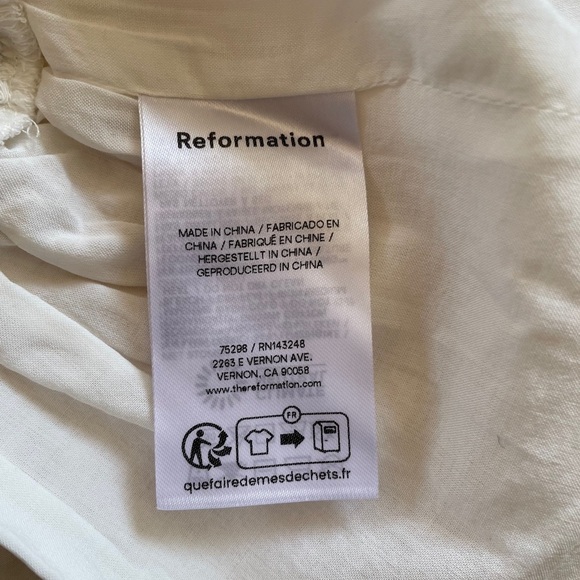 NEW Reformation Aggie Short Sleeve Top Peplum White | size XS - Picture 10 of 11